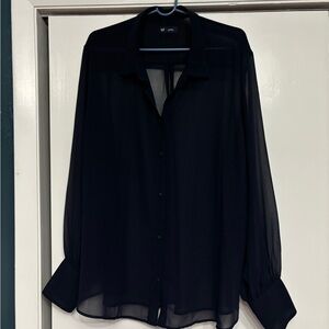 GAP Navy blue sheer long sleeve top